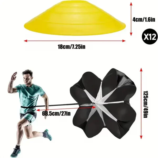 1 conjunto de equipamento de treinamento de futebol, fitness, treinamento de velocidade, pára-quedas resistente, guarda-chuva de corrida - Image 4