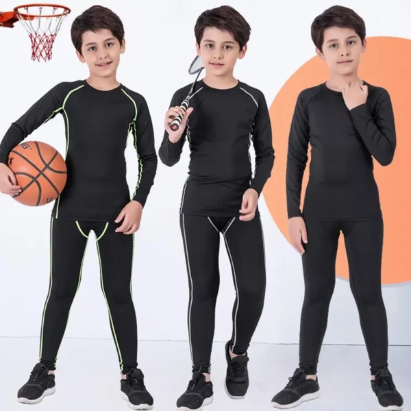 Roupa esportiva infantil de secagem rápida, agasalho de compressão fitness - Image 4