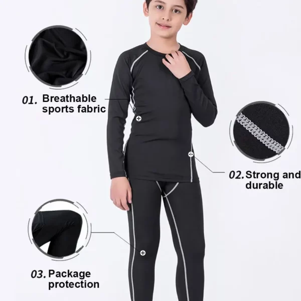 Roupa esportiva infantil de secagem rápida, agasalho de compressão fitness - Image 6