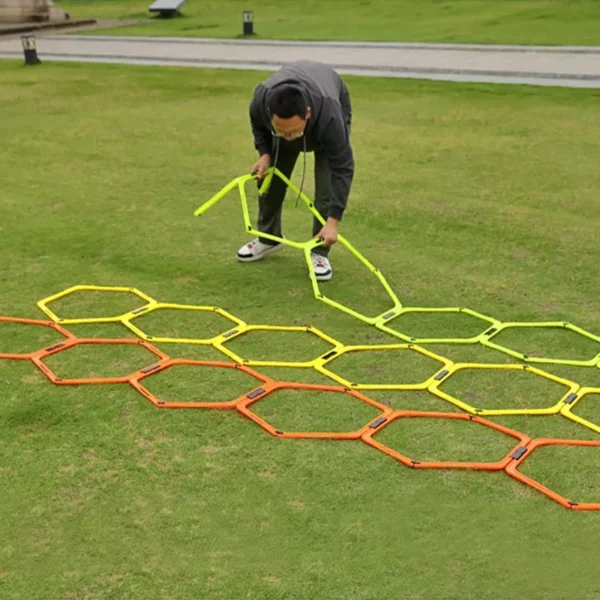 6 pçs conjunto de obstáculos de agilidade anéis de treinamento de futebol footwork anel dobrado escada hexágono multi suprimentos hex equipamento de obstáculo - Image 3