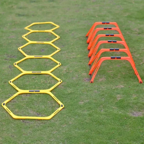 6 pçs conjunto de obstáculos de agilidade anéis de treinamento de futebol footwork anel dobrado escada hexágono multi suprimentos hex equipamento de obstáculo