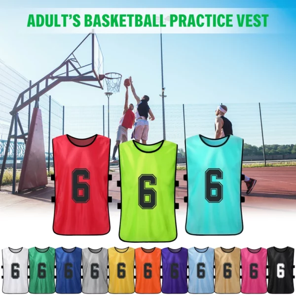 6 pçs/12 pçs adultos crianças de secagem rápida basquete camisas futebol colete pinnies prática equipe treinamento esportes colete equipe - Image 2